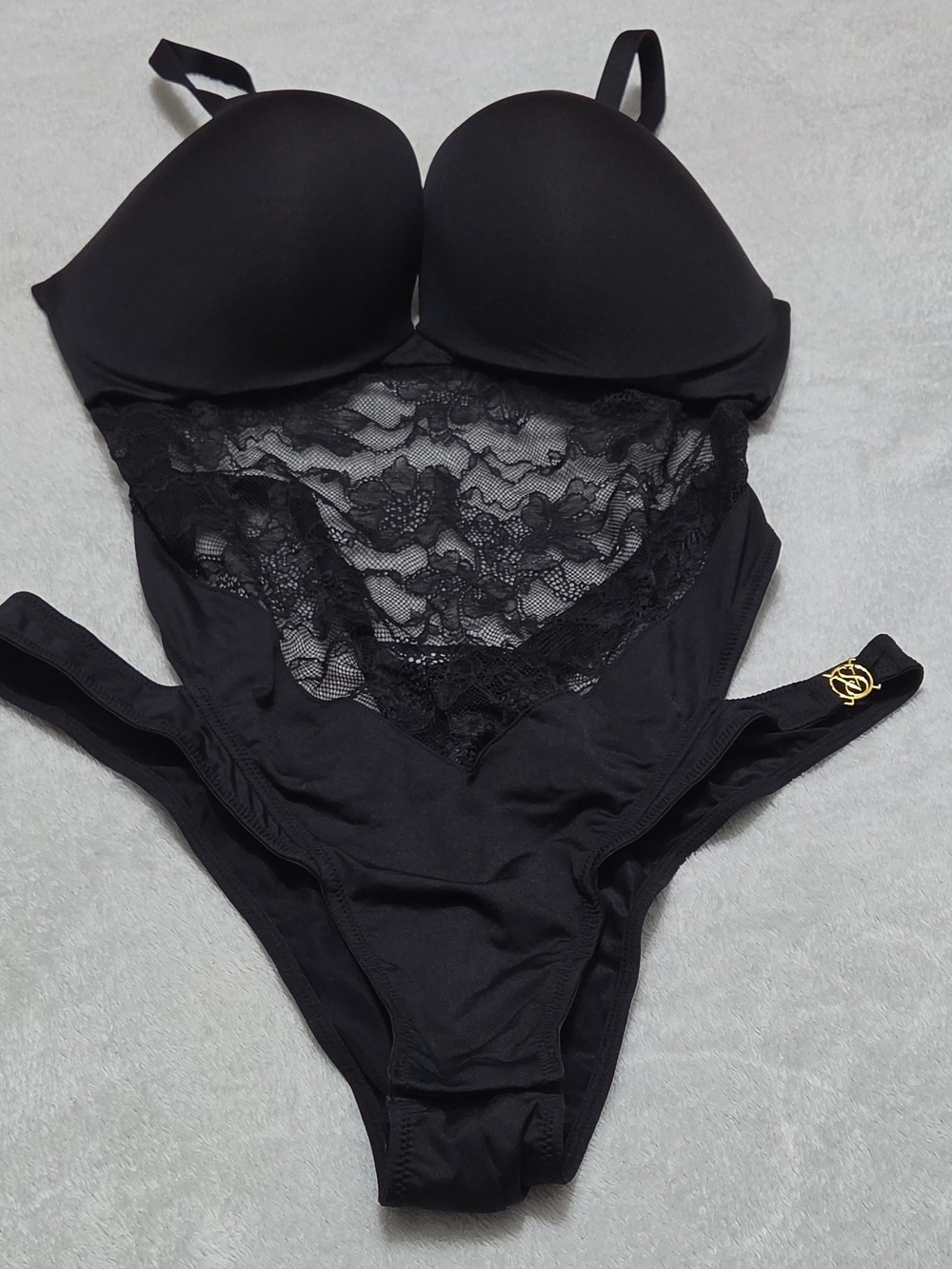 Victoria's Secret So Obsessed Laced Teddy XL Push-up Cups Sheer Floral Lace